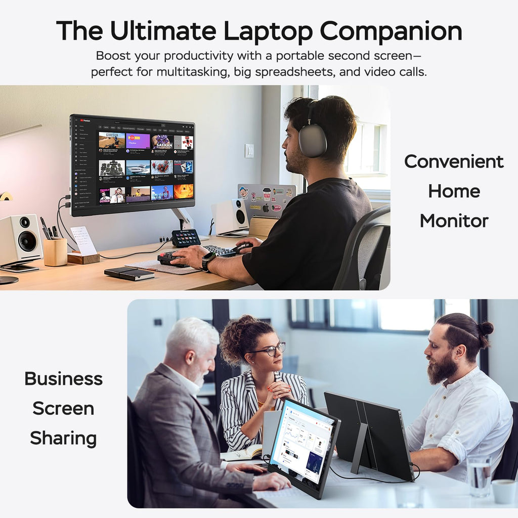 MNN 15.6" FHD 60Hz Portable Monitor USB-C HDMI IPS HDR Gaming Laptop