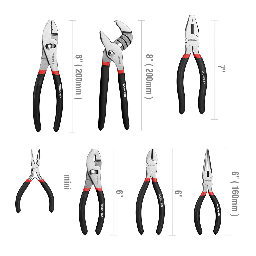 WORKPRO 7-Piece Pliers Set, Pliers Tool Set with Comfort Grip, Blue