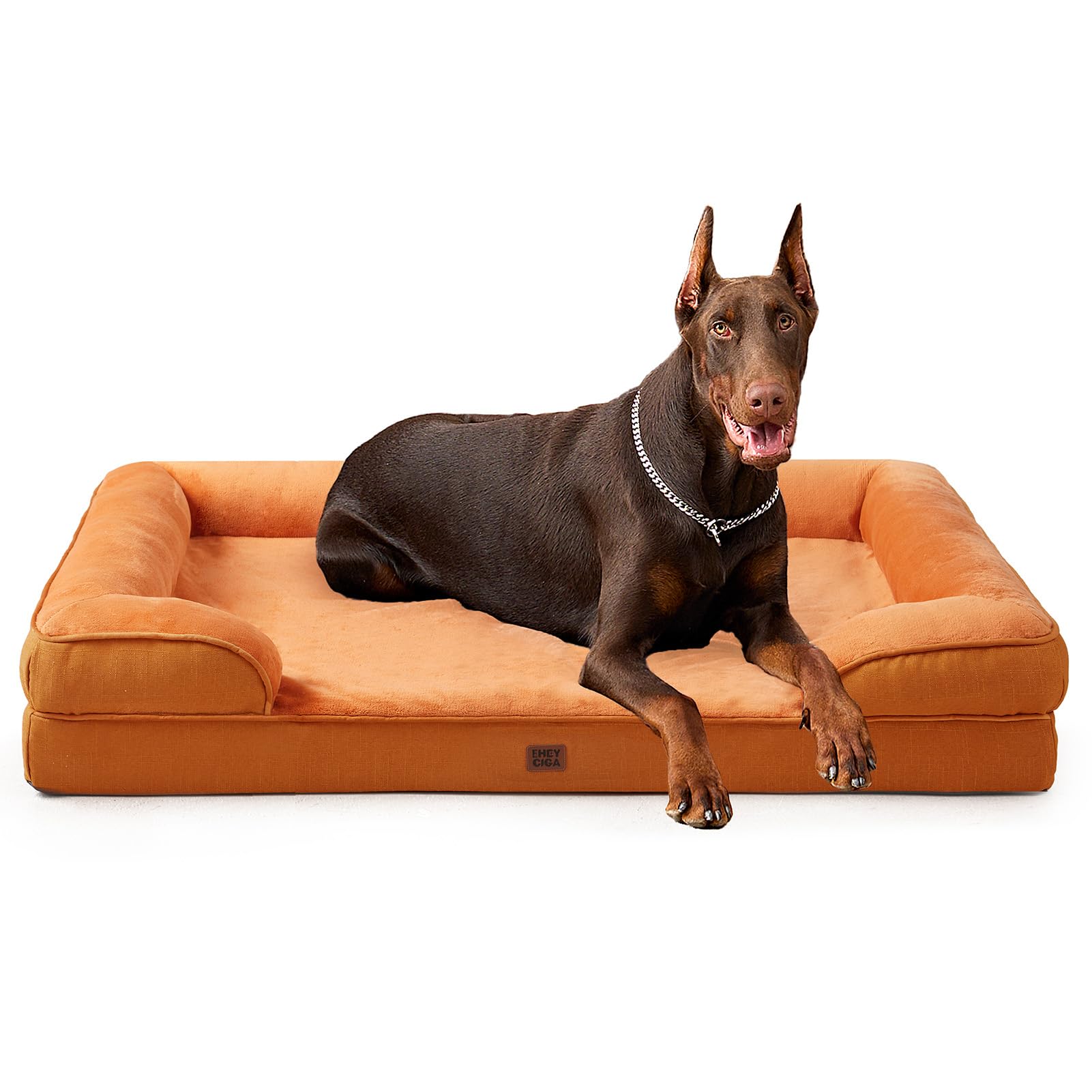 EHEYCIGA Orthopedic Dog Beds Large Sized Dog, Waterproof Memory Foam Pet Bed with Sides, Non-Slip Bottom Large Pet Bed with Washable Removable Cover, Grey