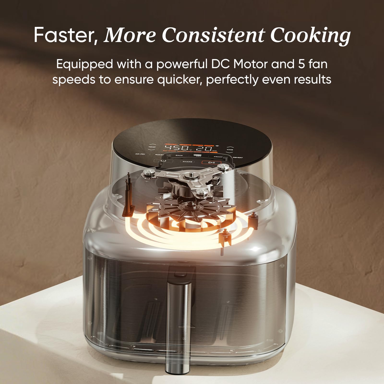 Cosori TurboBlaze Smart Air Fryer 6 Qt, Shake Reminders, 9-in-1, Cream