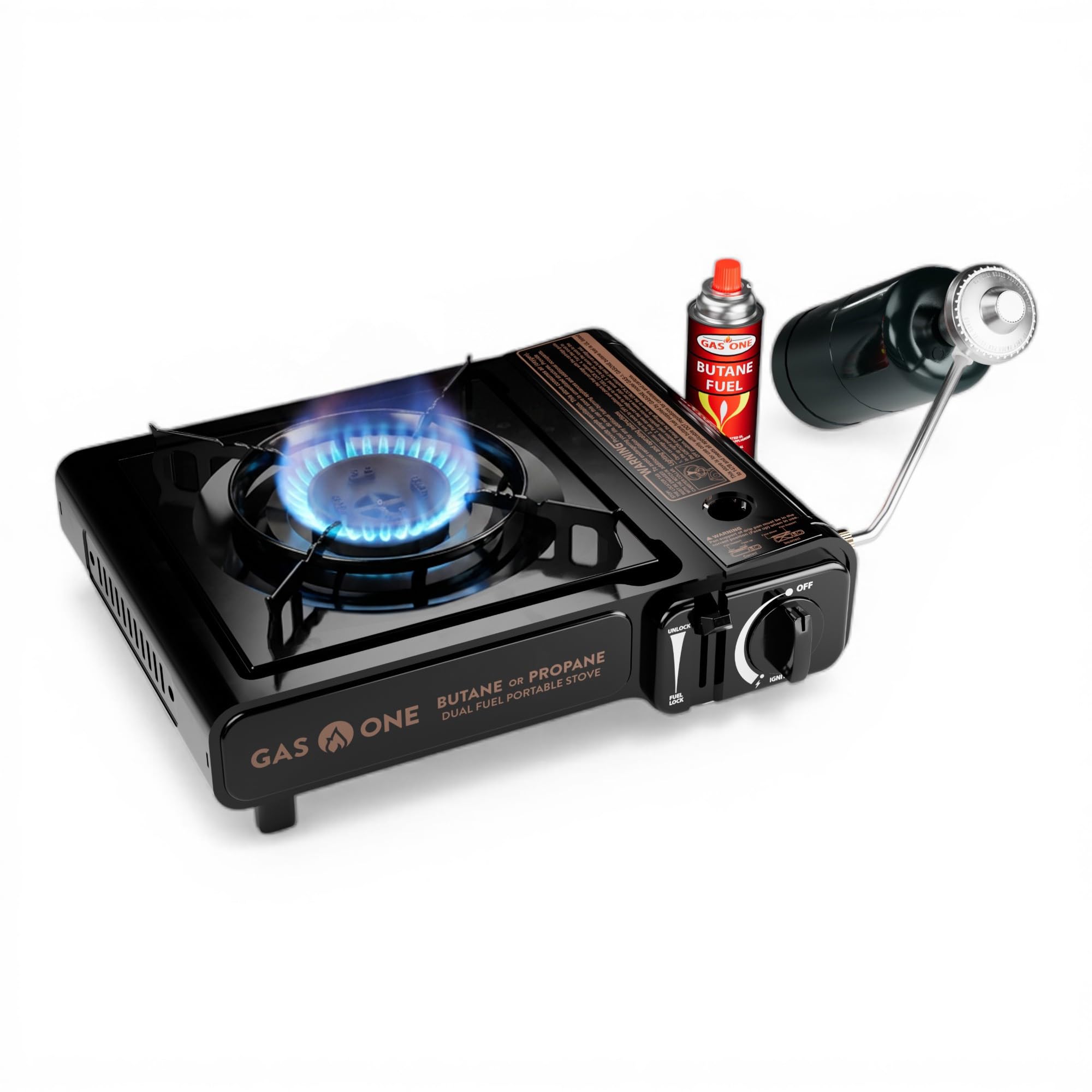Gas One GS-3400P Propane or Butane Stove Dual Fuel Stove Portable Camping Stove - Patented - with Carrying Case Great for Emergency Preparedness Kit