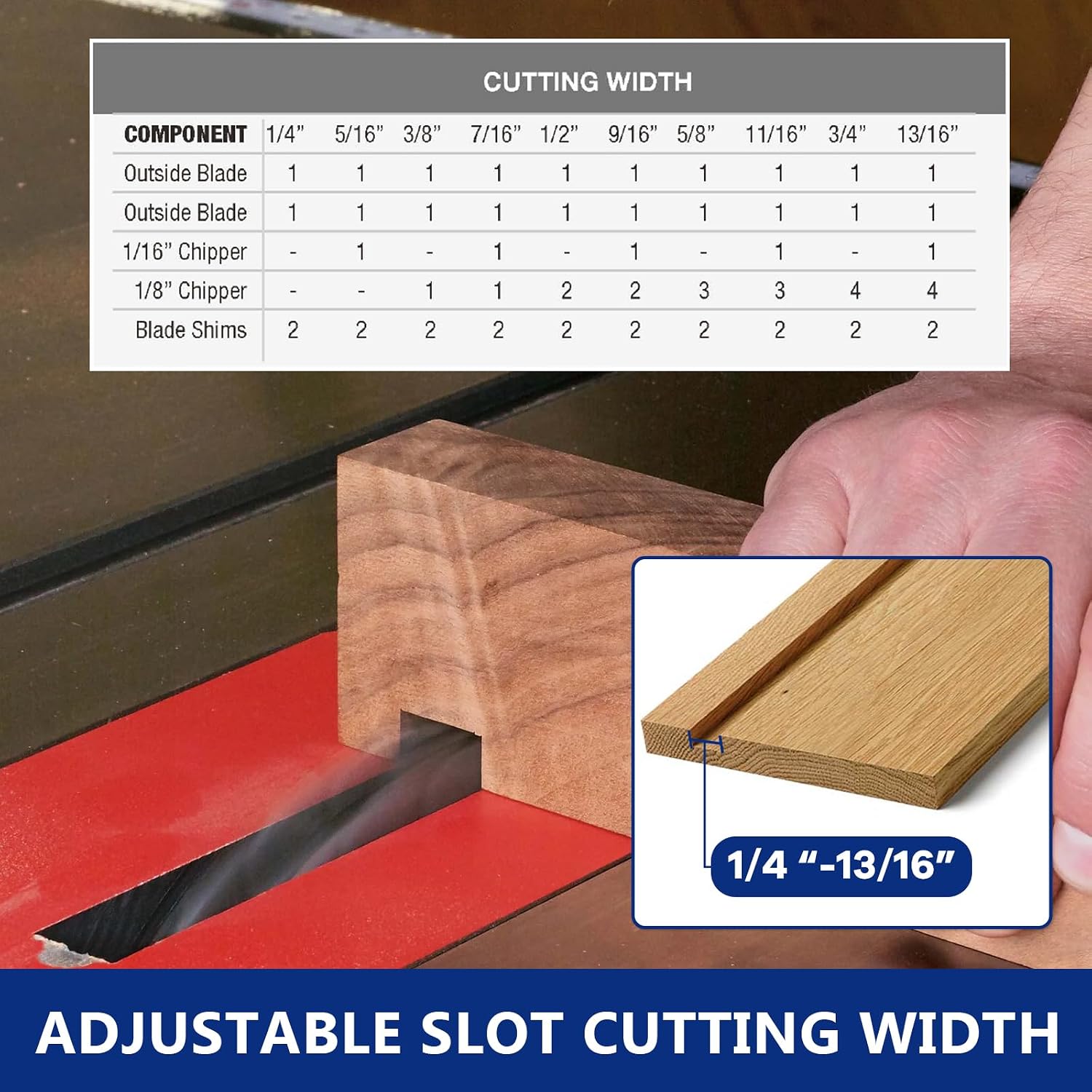 10" Carbide Stacked Dado Saw Blade Set, Pro Dado Set for Fine Finished Cuts, Grooves, Dados and Rabbets, 24 Tooth with 5/8" Bore, 23 Pieces
