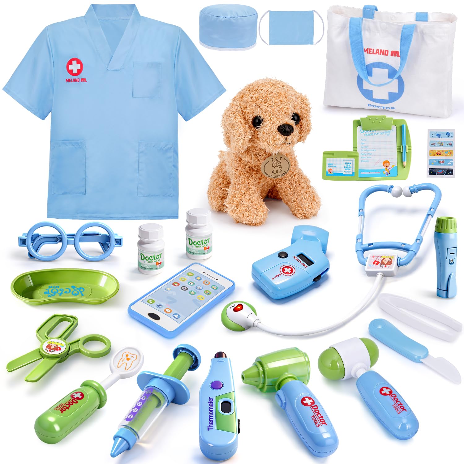 Meland Doctor Kit with Puppy for Kids, Pretend Play Toy Gift for Ages 3–6
