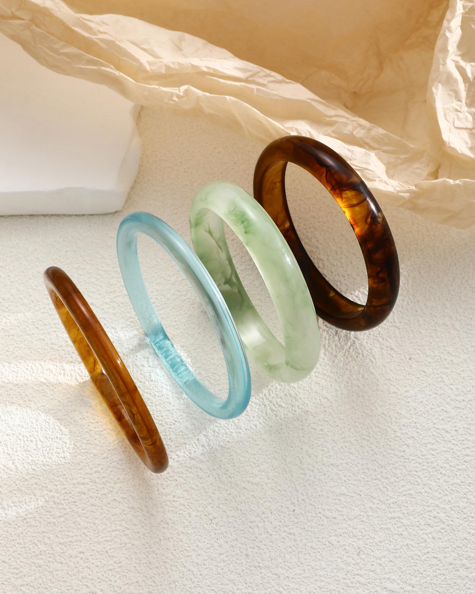 ÌF ME Acrylic Bangles Bracelets for Women, Irregular Acrylic Resin Chunky Bracelets Geometric Fashions Thick Statement bangle Set