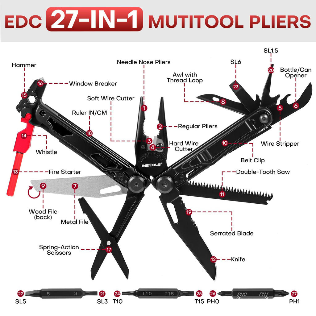 Multitool with Pocket Knife, Birthday Gifts for Men Women Mom Dad