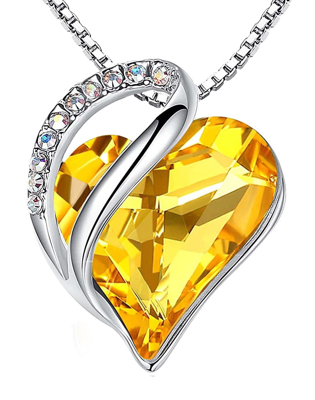 Leafael Gift Necklaces for Women, Infinity Love Birthstone Heart Crystal Pendant, Birthday Anniversary Jewelry for Wife, Mom, and Her, Silver Plated, 18" + 2" Adjustable Chain