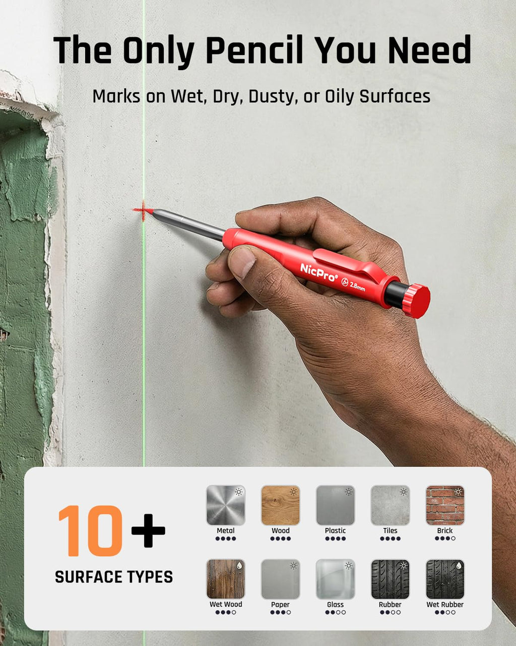 Nicpro Carpenter Pencils with Sharpener, Mechanical Pencil for Construction