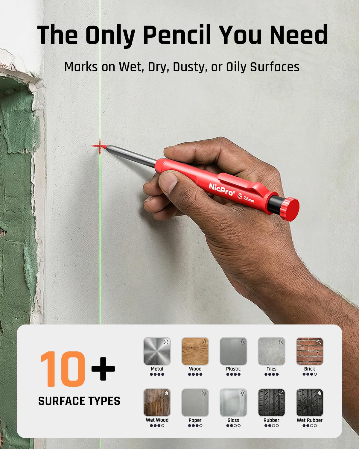Nicpro Carpenter Pencils with Sharpener, Mechanical Pencil for Construction