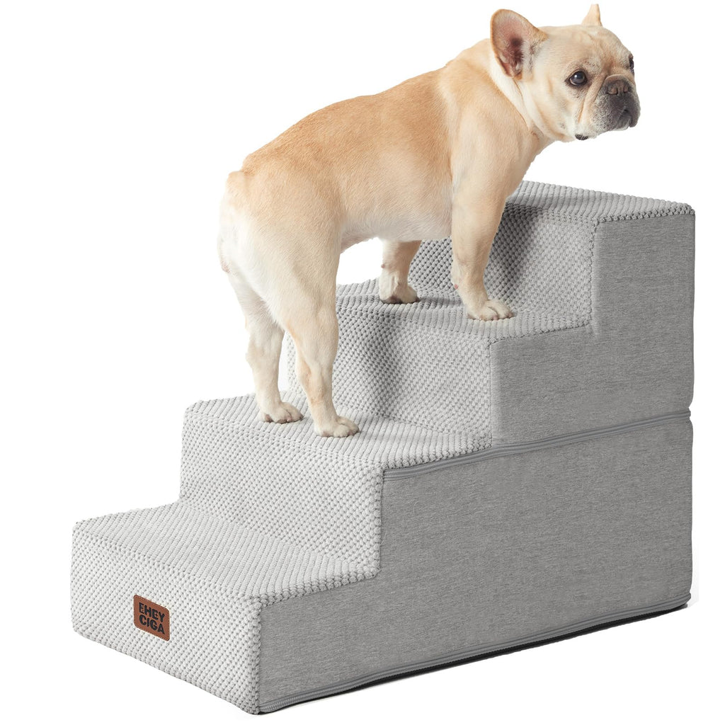 EHEYCIGA Dog Stairs for Bed 18" H, 4-Step Dog Steps for High Bed, Grey