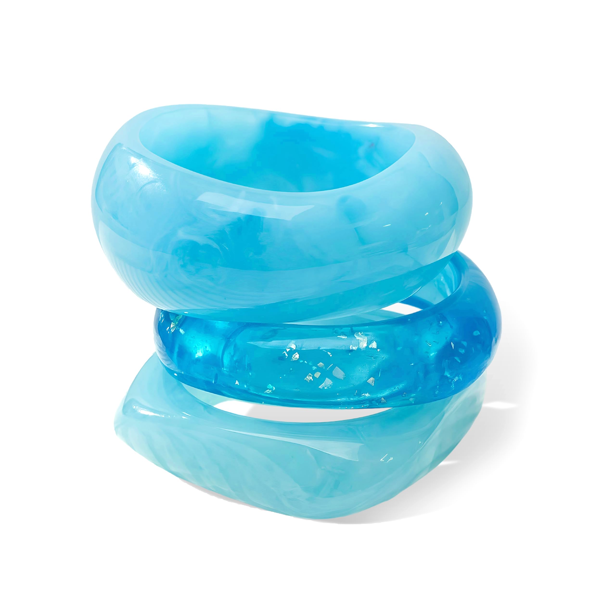ÌF ME Acrylic Bangles Bracelets for Women, Irregular Acrylic Resin Chunky Bracelets Geometric Fashions Thick Statement bangle Set
