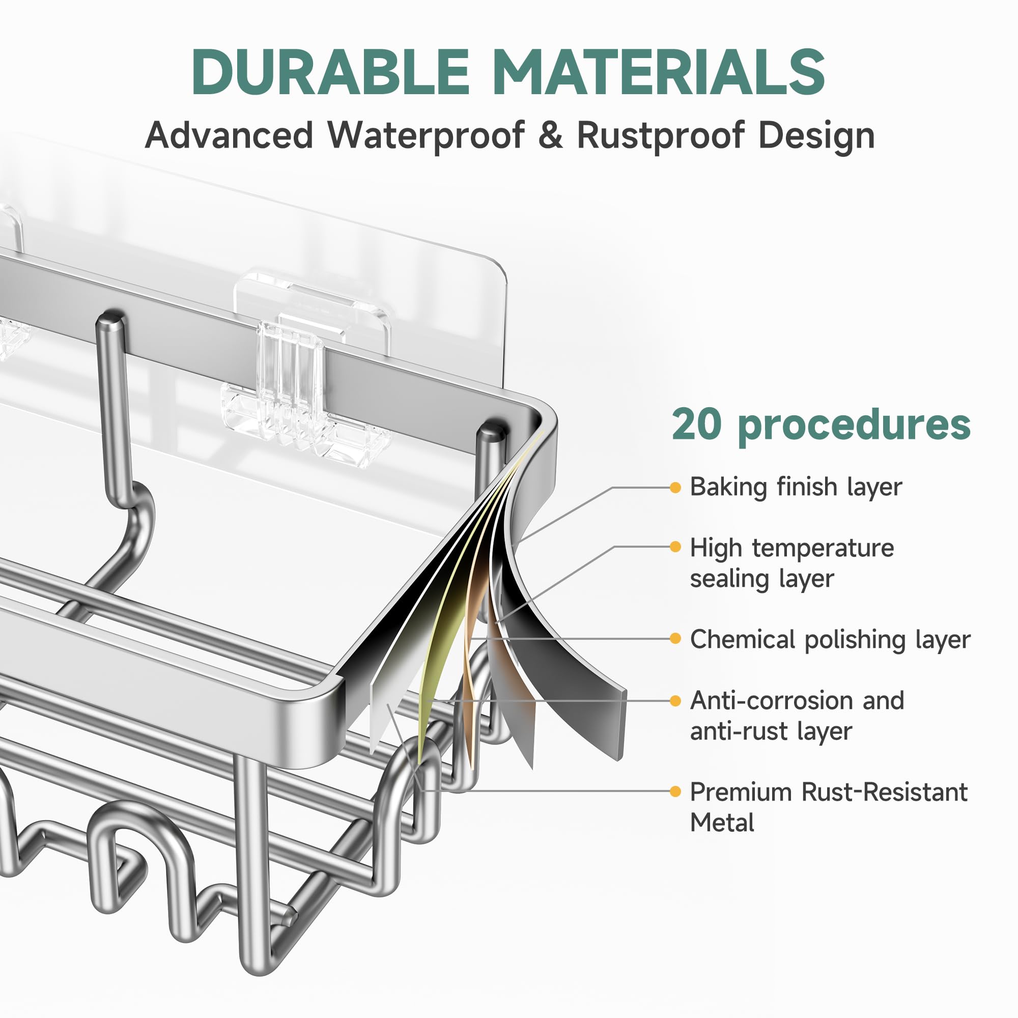 Veken Shower Caddy 6-Pack, Bathroom Organizers and Storage Shelves, Black
