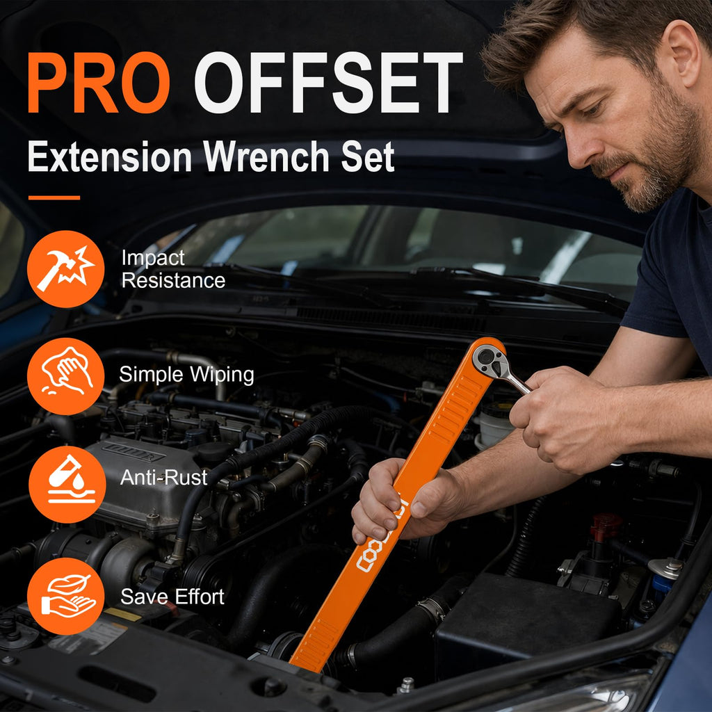 3/8" Offset Extension Wrench Impact Ready Socket Wrench Extender Tool（Red）