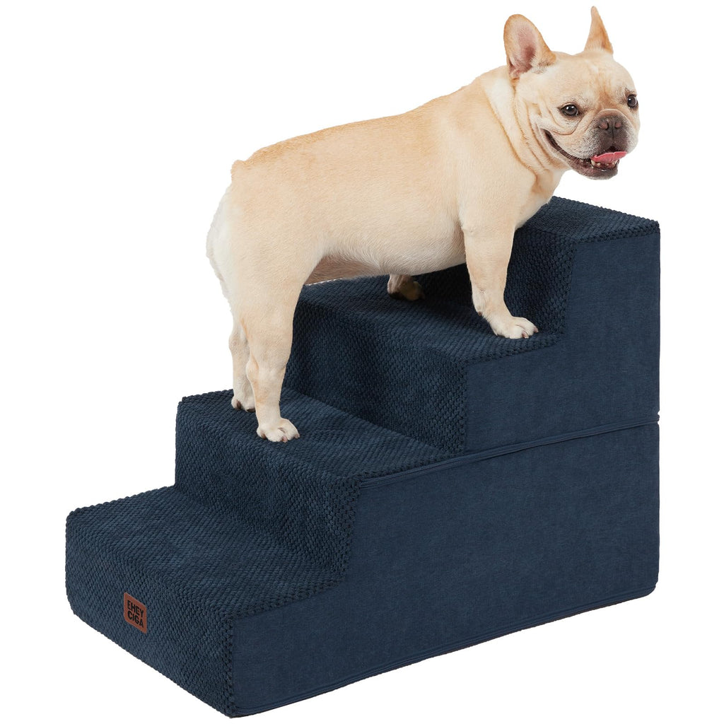 EHEYCIGA Dog Stairs for Bed 18" H, 4-Step Dog Steps for High Bed, Grey