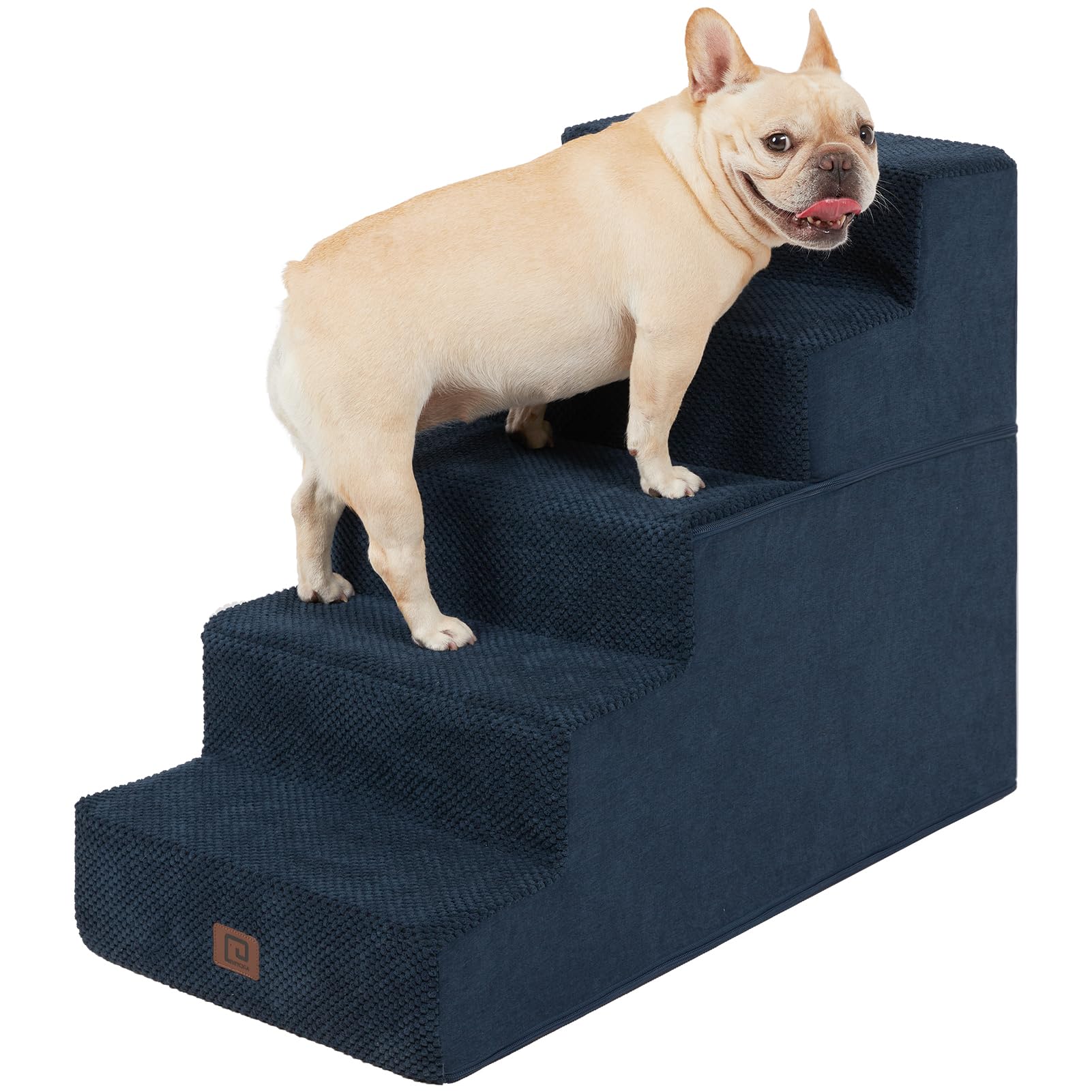 EHEYCIGA Dog Stairs for Bed 18" H, 4-Step Dog Steps for High Bed, Grey