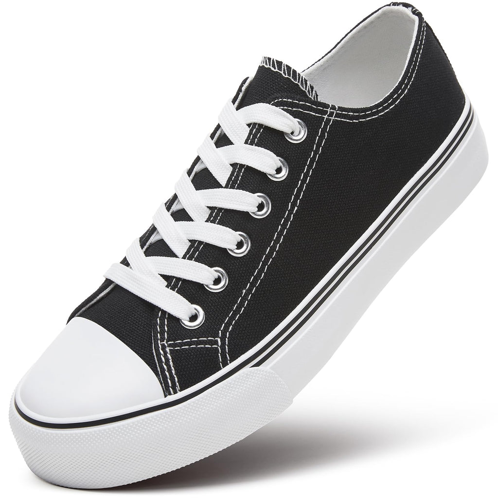 ZGR Womens White Tennis Shoes for Women,Low Tops Lace up Canvas Sneakers
