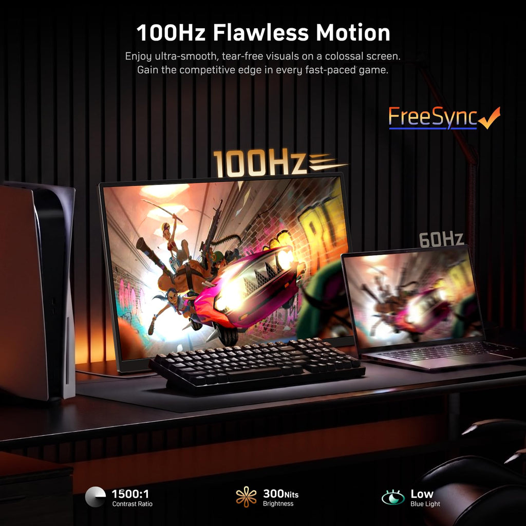 MNN 15.6" FHD 60Hz Portable Monitor USB-C HDMI IPS HDR Gaming Laptop