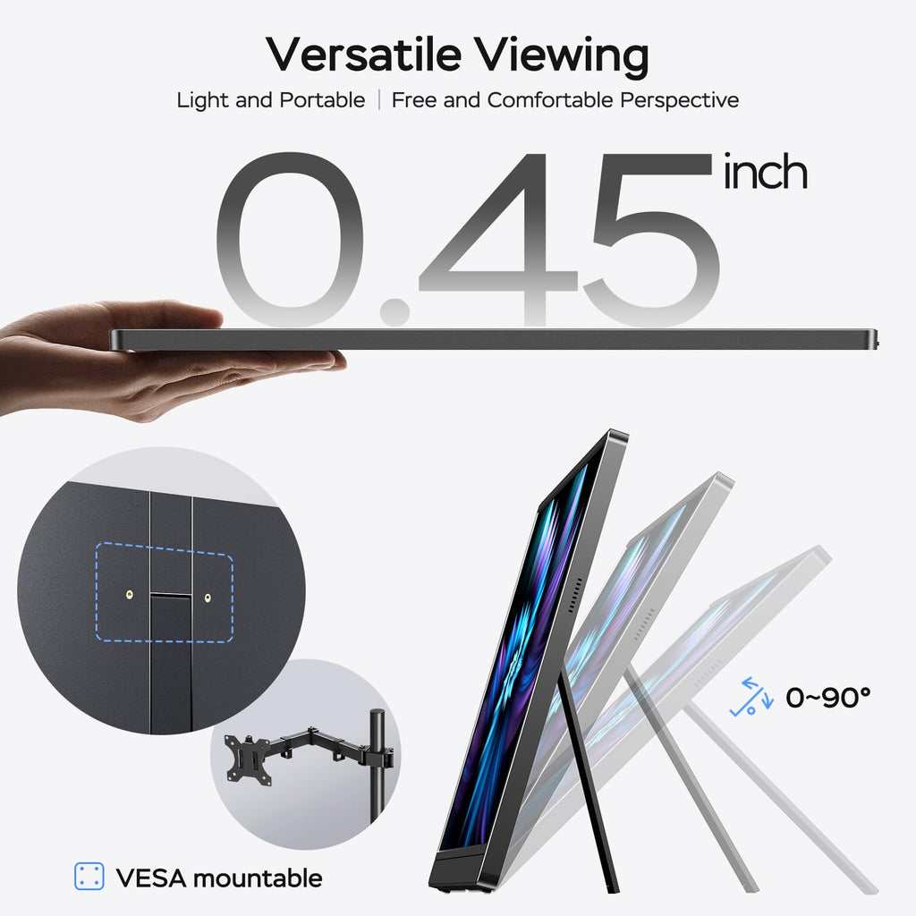 MNN 15.6" FHD 60Hz Portable Monitor USB-C HDMI IPS HDR Gaming Laptop