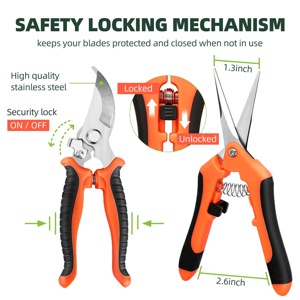 EWPJDK 3 Pack Garden Pruning Shears Scissors Clippers Stainless Steel