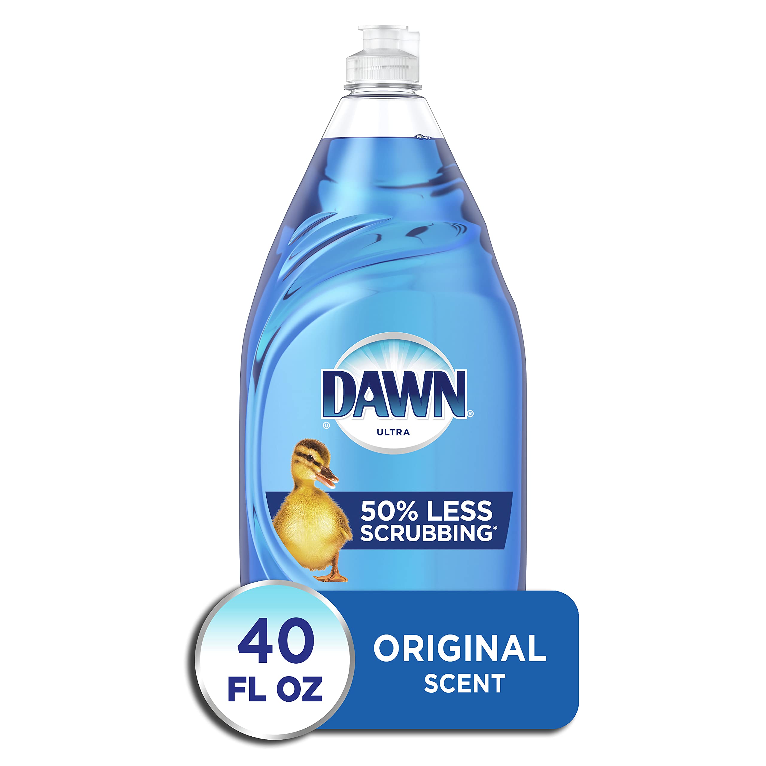 Dawn Ultra Dish Soap Refill Jug Large Size Original Blue Liquid Dishwashing Detergent, Powerful Dish Soap for Grease, 51.5oz (Pack of 2)