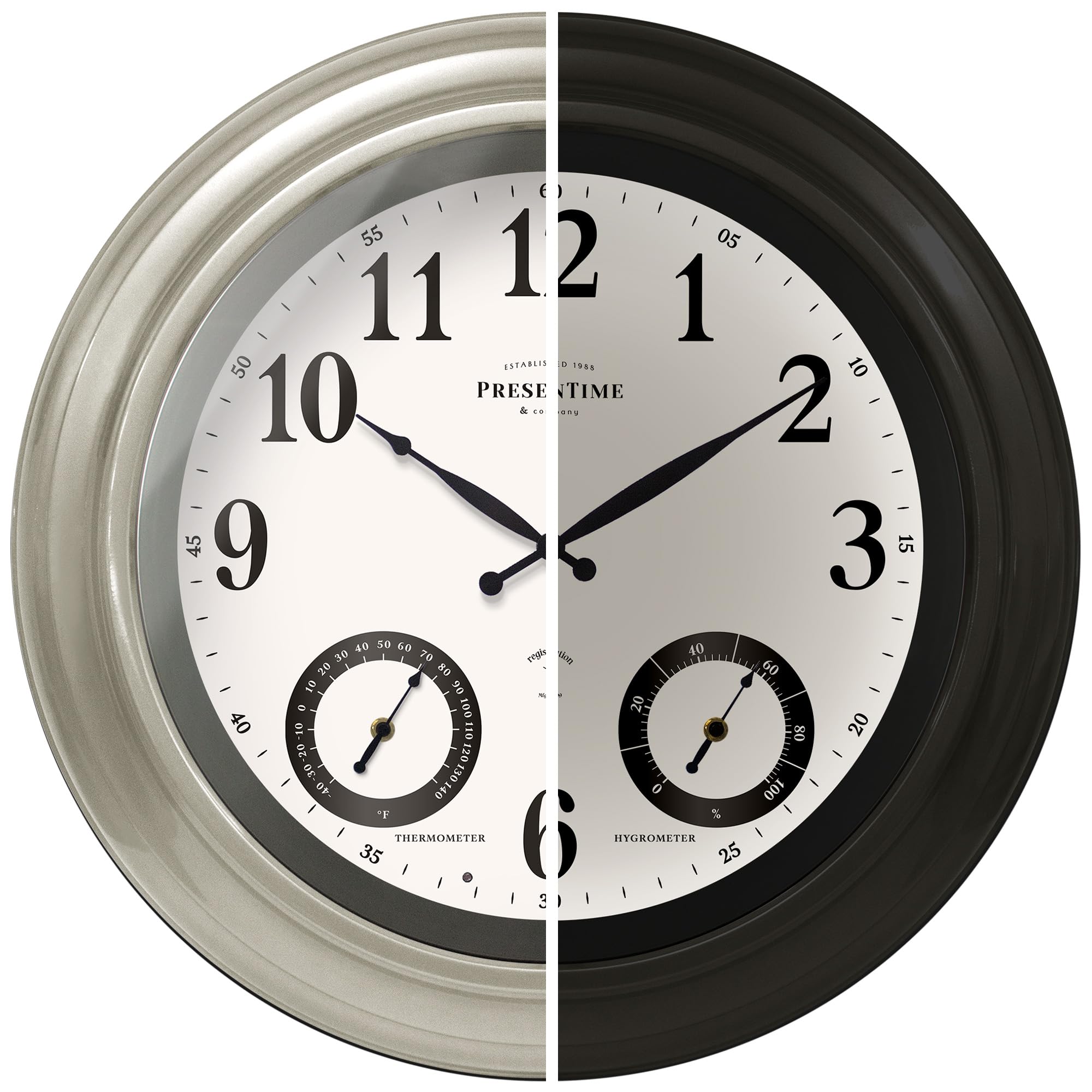 Presentime 24 inch Large Illuminated Waterproof Outdoor Clock