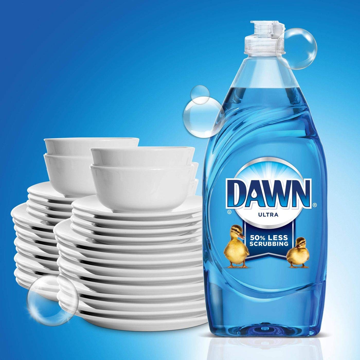 Dawn Ultra Dish Soap Refill Jug Large Size Original Blue Liquid Dishwashing Detergent, Powerful Dish Soap for Grease, 51.5oz (Pack of 2)