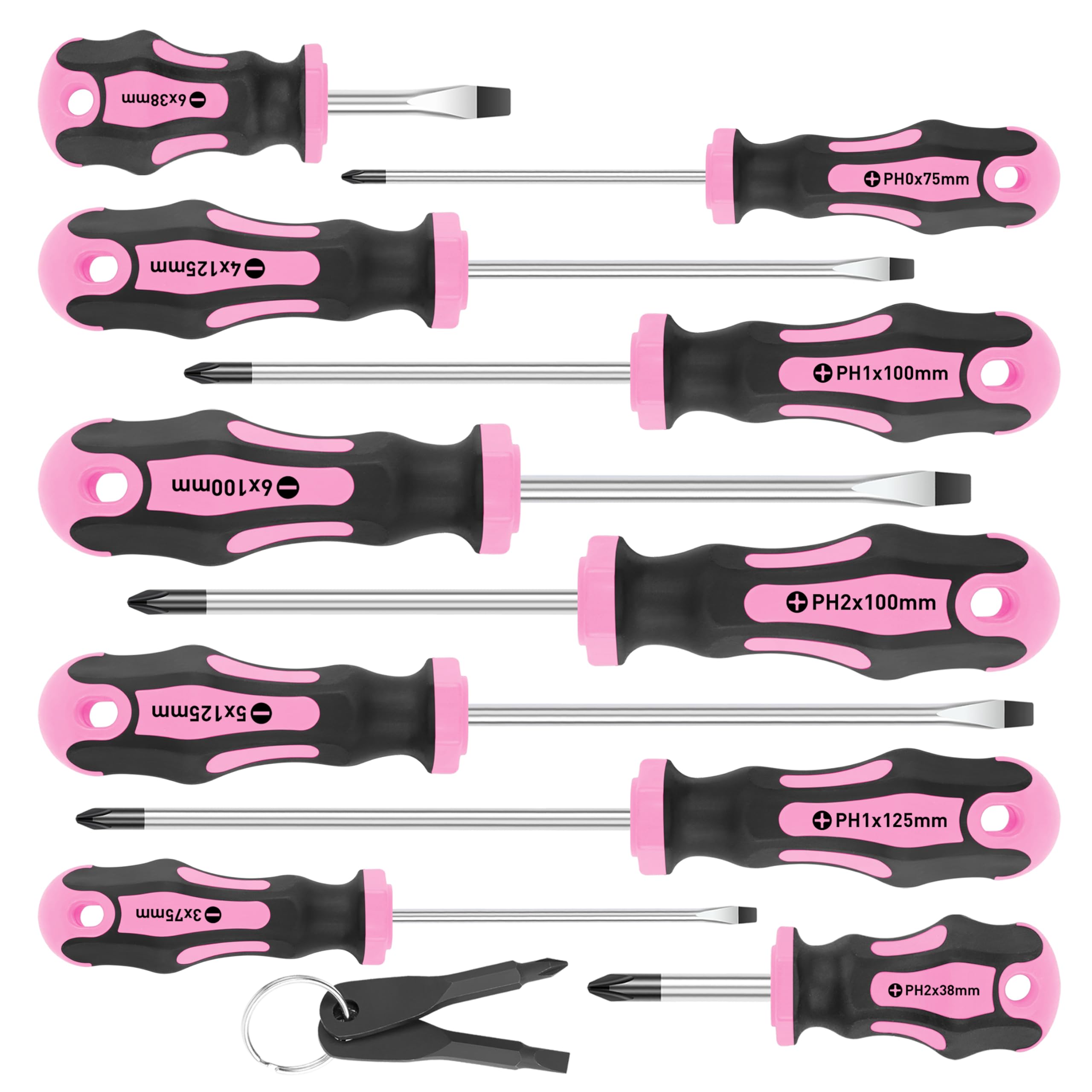 Amartisan 10-Piece Magnetic Screwdrivers Set, 5 Phillips and 5 Slotted Tips Professional Cushion Grip Screwdriver Set 2pcs Portable Multifunction Key Mini Screwdriver (Yellow)