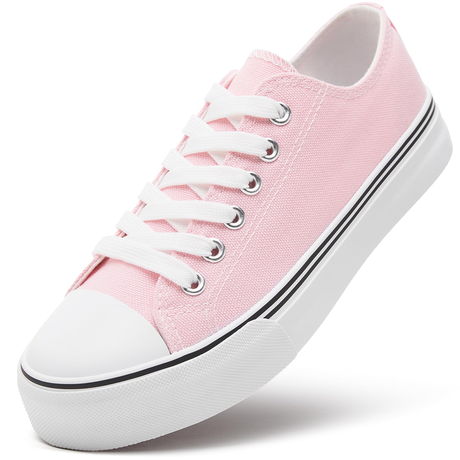 ZGR Womens White Tennis Shoes for Women,Low Tops Lace up Canvas Sneakers