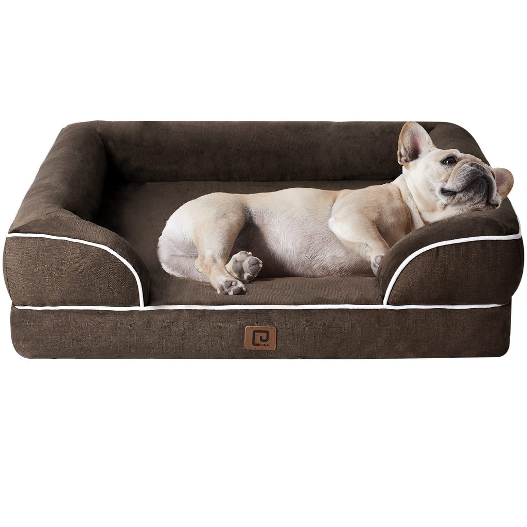 EHEYCIGA Orthopedic Dog Beds Large Sized Dog, Waterproof Memory Foam Pet Bed with Sides, Non-Slip Bottom Large Pet Bed with Washable Removable Cover, Grey