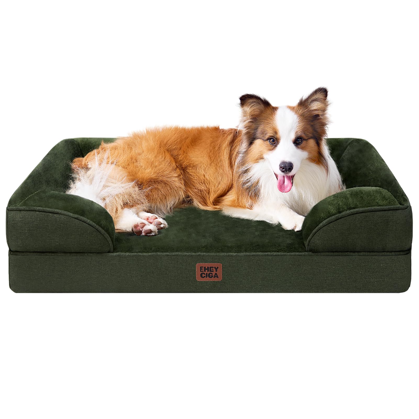 EHEYCIGA Orthopedic Dog Beds Large Sized Dog, Waterproof Memory Foam Pet Bed with Sides, Non-Slip Bottom Large Pet Bed with Washable Removable Cover, Grey