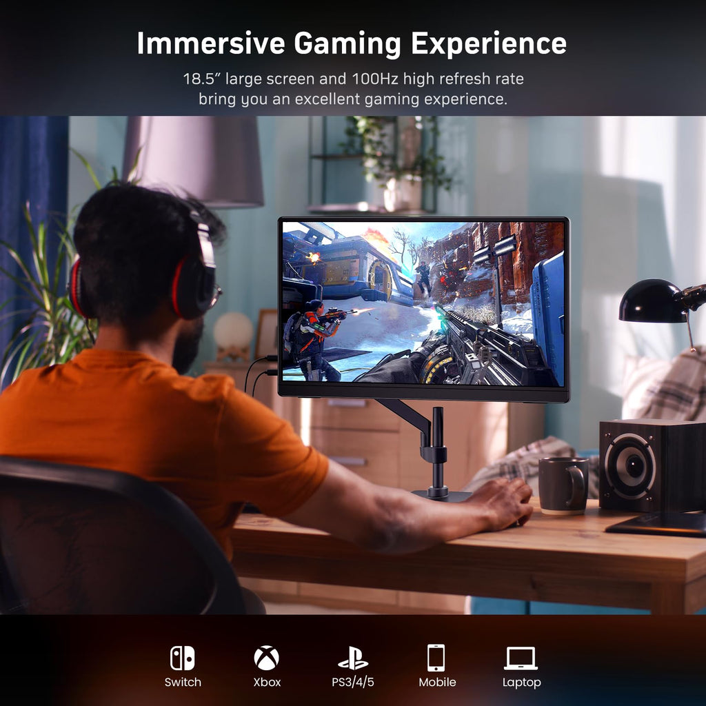 MNN 15.6" FHD 60Hz Portable Monitor USB-C HDMI IPS HDR Gaming Laptop