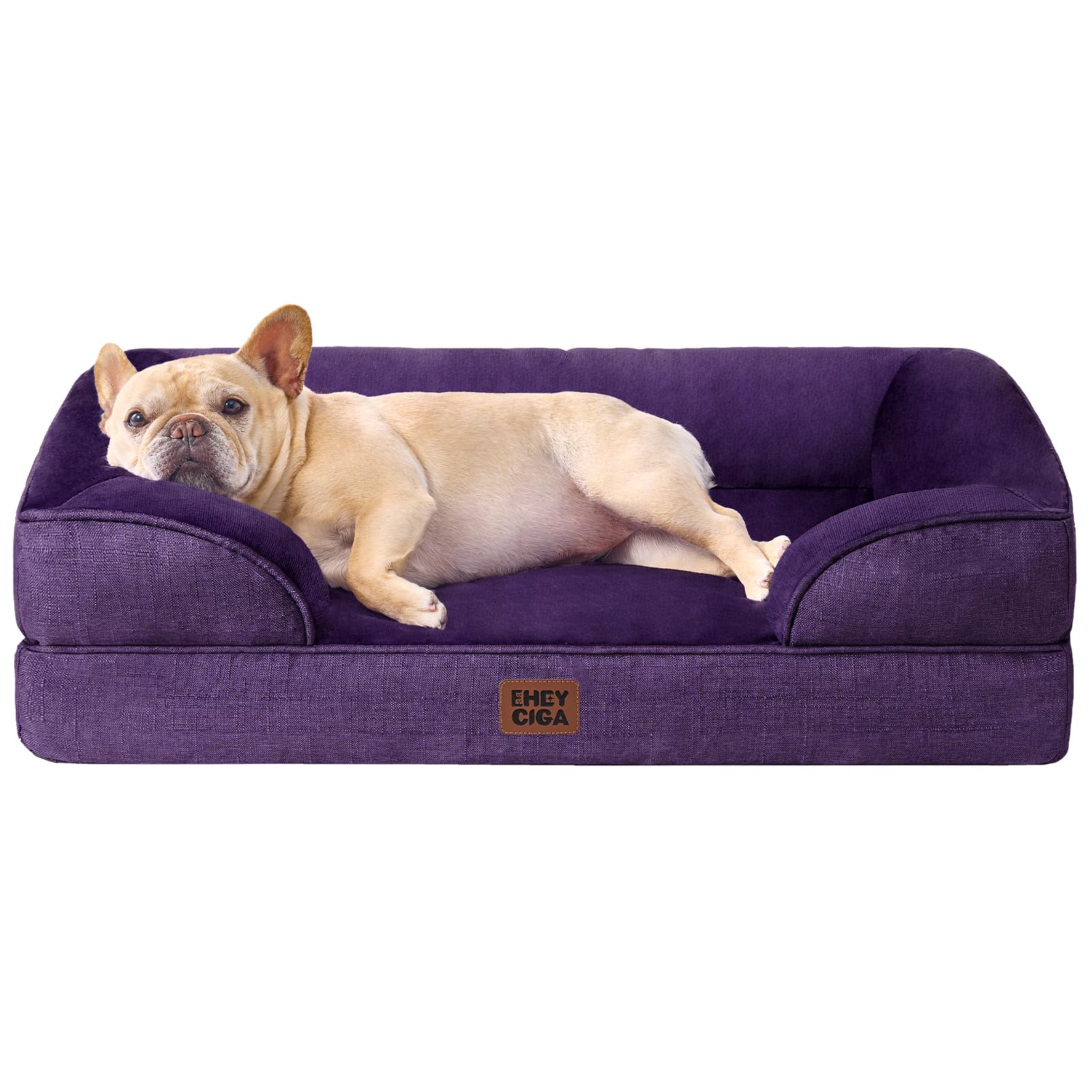 EHEYCIGA Orthopedic Dog Beds Large Sized Dog, Waterproof Memory Foam Pet Bed with Sides, Non-Slip Bottom Large Pet Bed with Washable Removable Cover, Grey