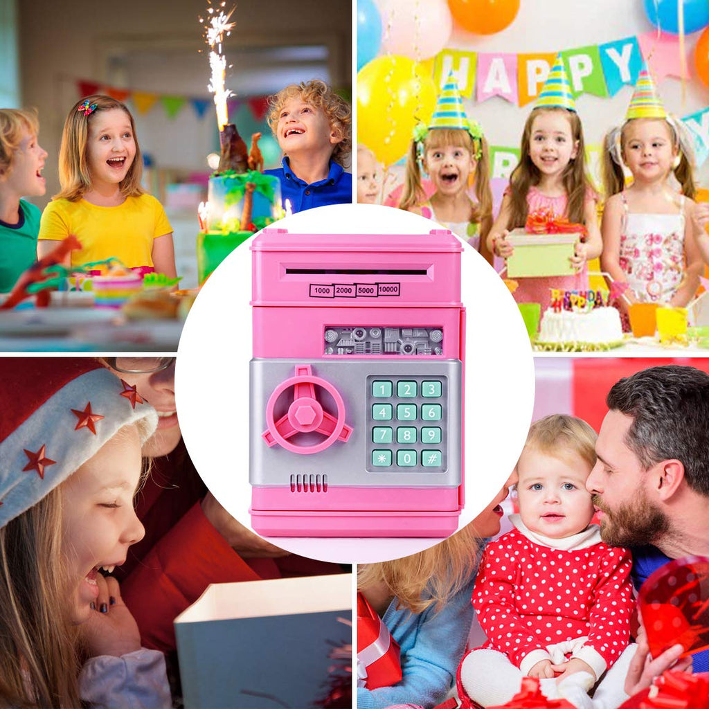 Refasy Piggy Bank Cash Coin Can ATM Bank Electronic Coin Money Bank for Kids Age 3-12, Money Savings Box Mini ATM Coin Bank Toys Gifts for 3 4 5 6 7 8 9 10 11 12 Year Old Boys Girls