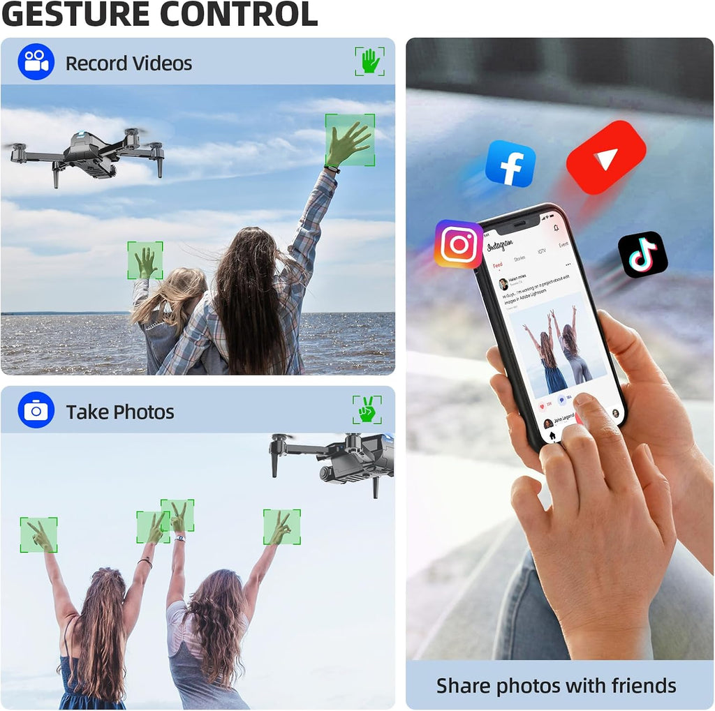 Drone with Camera for Adults Beginners Kids, Fun 1080P Foldable Mini Drone for Exciting Indoor Outdoor Play, RC Quadcopter with 2 Batteries, One Key Start, Easy to Fly, Altitude Hold, 3D Flips