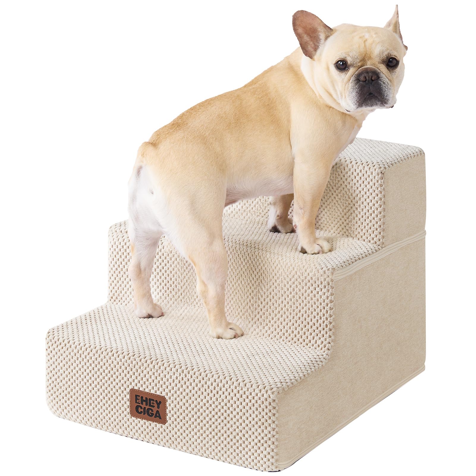 EHEYCIGA Dog Stairs for Bed 18" H, 4-Step Dog Steps for High Bed, Grey