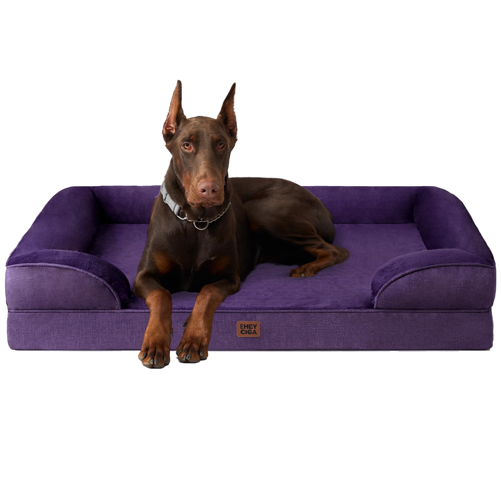 EHEYCIGA Orthopedic Dog Beds Large Sized Dog, Waterproof Memory Foam Pet Bed with Sides, Non-Slip Bottom Large Pet Bed with Washable Removable Cover, Grey