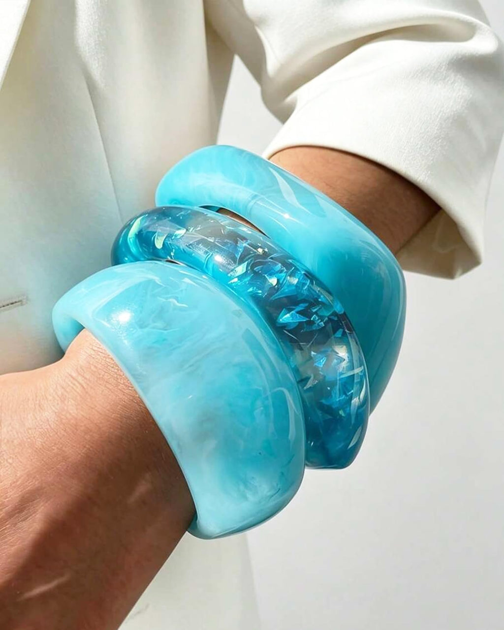 ÌF ME Acrylic Bangles Bracelets for Women, Irregular Acrylic Resin Chunky Bracelets Geometric Fashions Thick Statement bangle Set