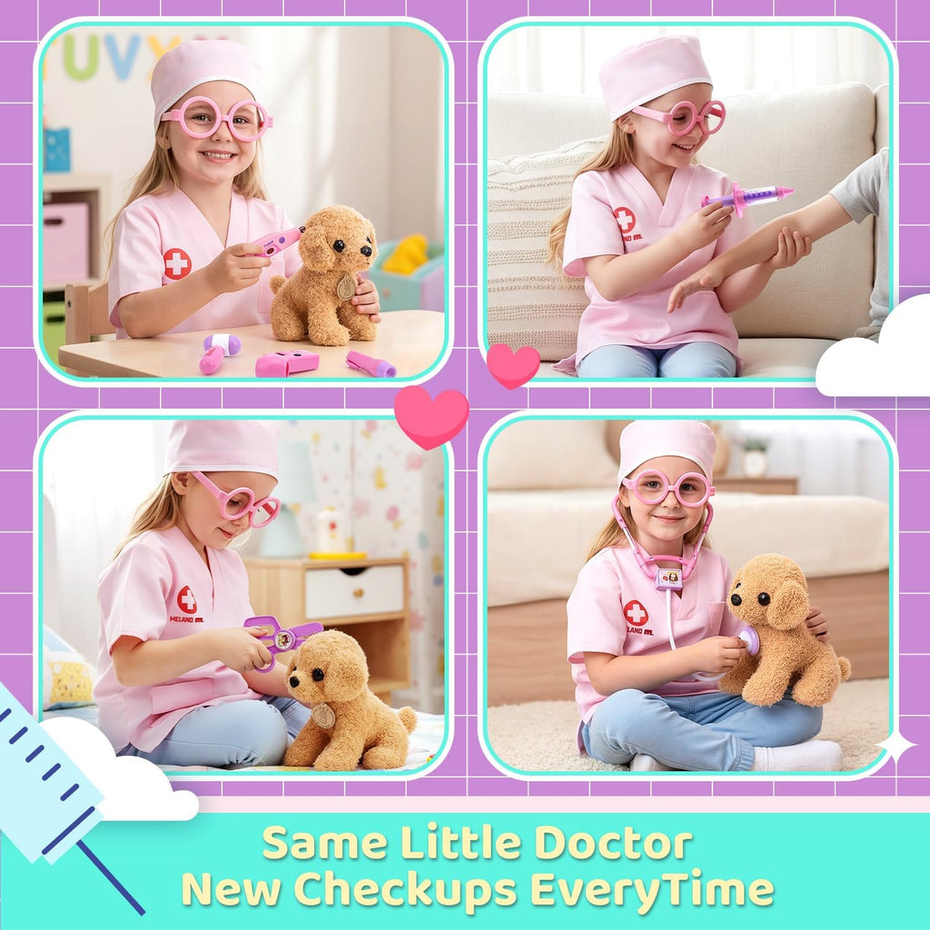 Meland Doctor Kit with Puppy for Kids, Pretend Play Toy Gift for Ages 3–6