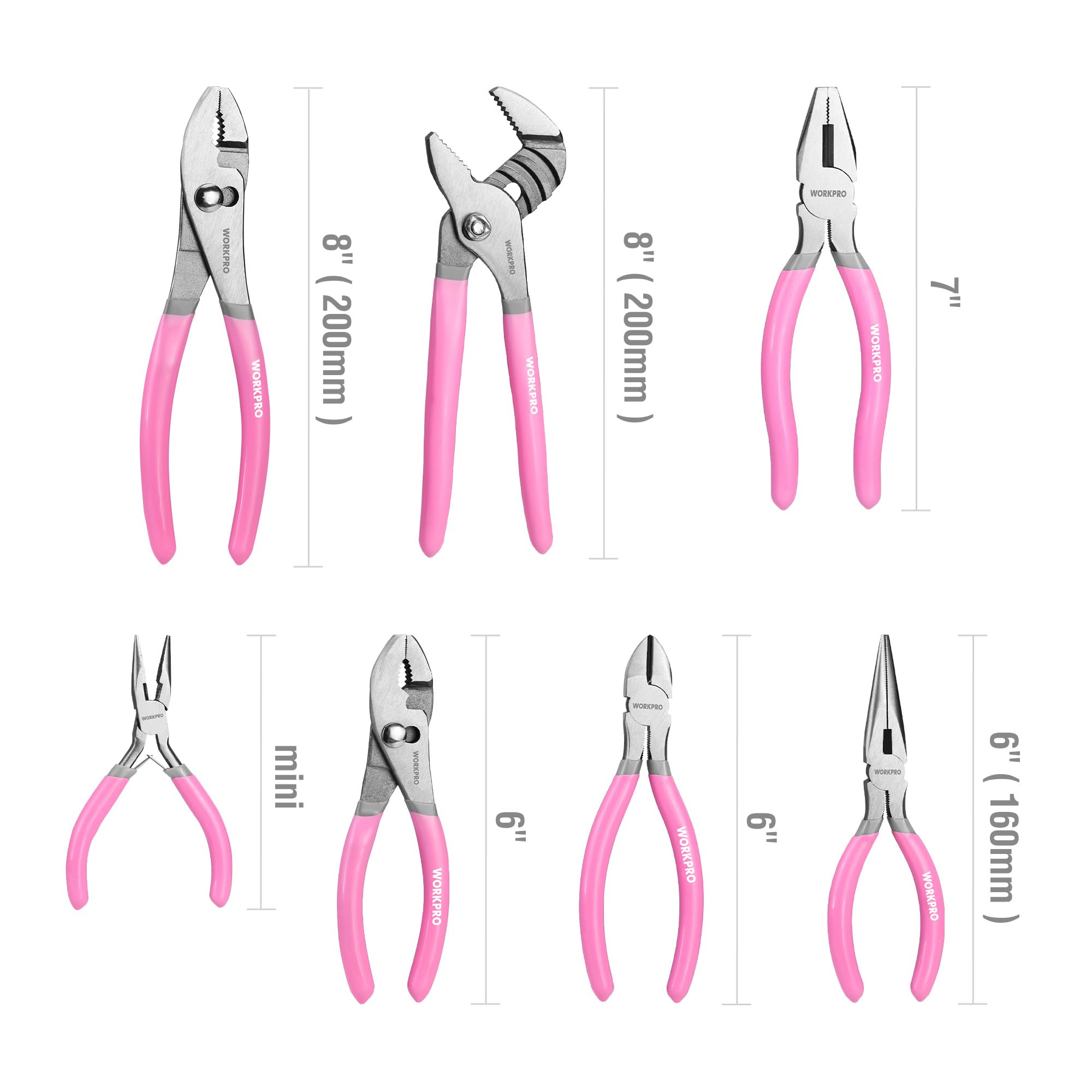 WORKPRO 7-Piece Pliers Set, Pliers Tool Set with Comfort Grip, Blue