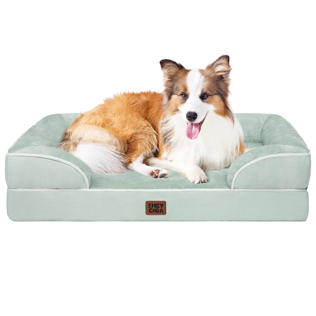 EHEYCIGA Orthopedic Dog Beds Large Sized Dog, Waterproof Memory Foam Pet Bed with Sides, Non-Slip Bottom Large Pet Bed with Washable Removable Cover, Grey