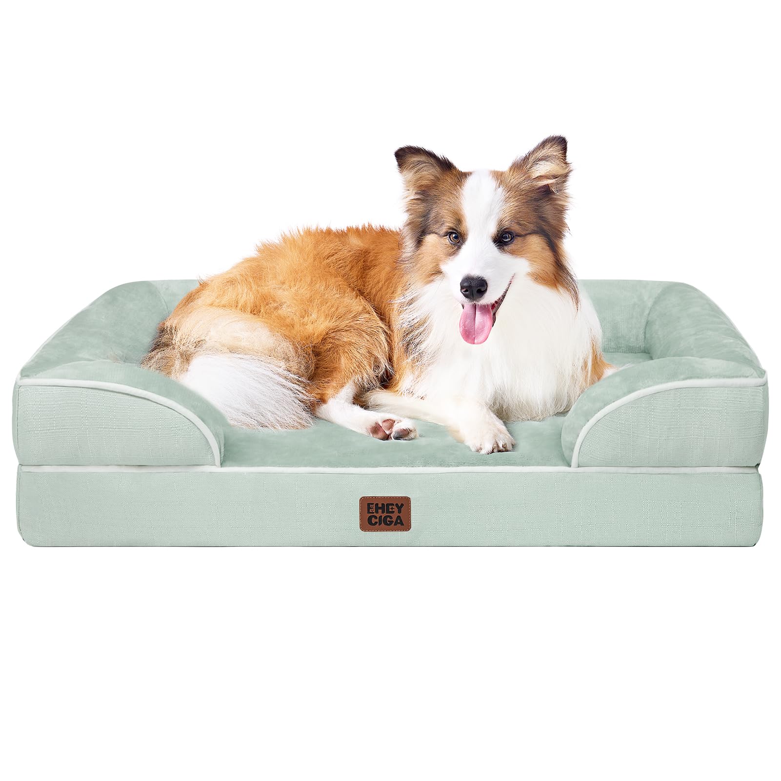 EHEYCIGA Orthopedic Dog Beds Large Sized Dog, Waterproof Memory Foam Pet Bed with Sides, Non-Slip Bottom Large Pet Bed with Washable Removable Cover, Grey