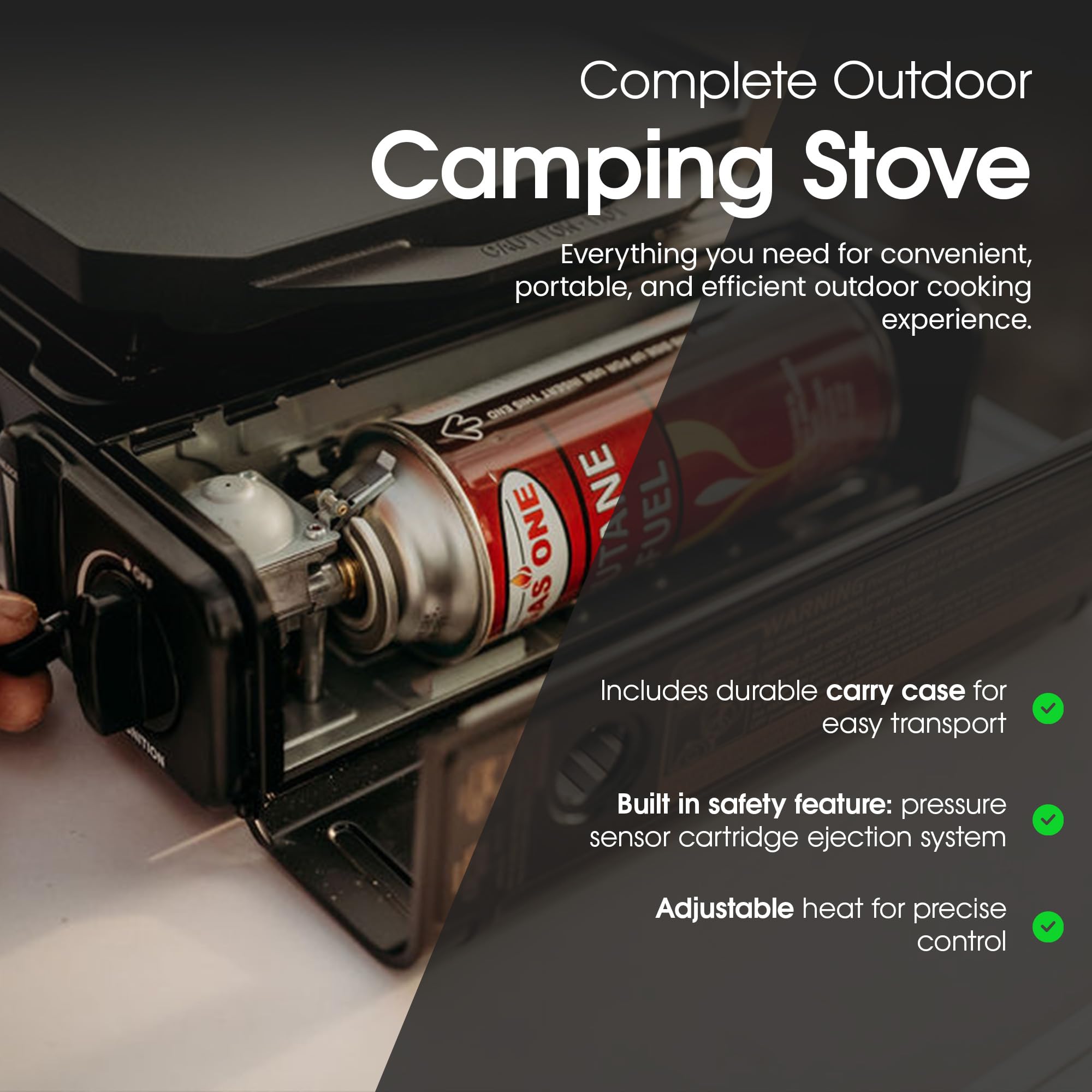 Gas One GS-3400P Propane or Butane Stove Dual Fuel Stove Portable Camping Stove - Patented - with Carrying Case Great for Emergency Preparedness Kit