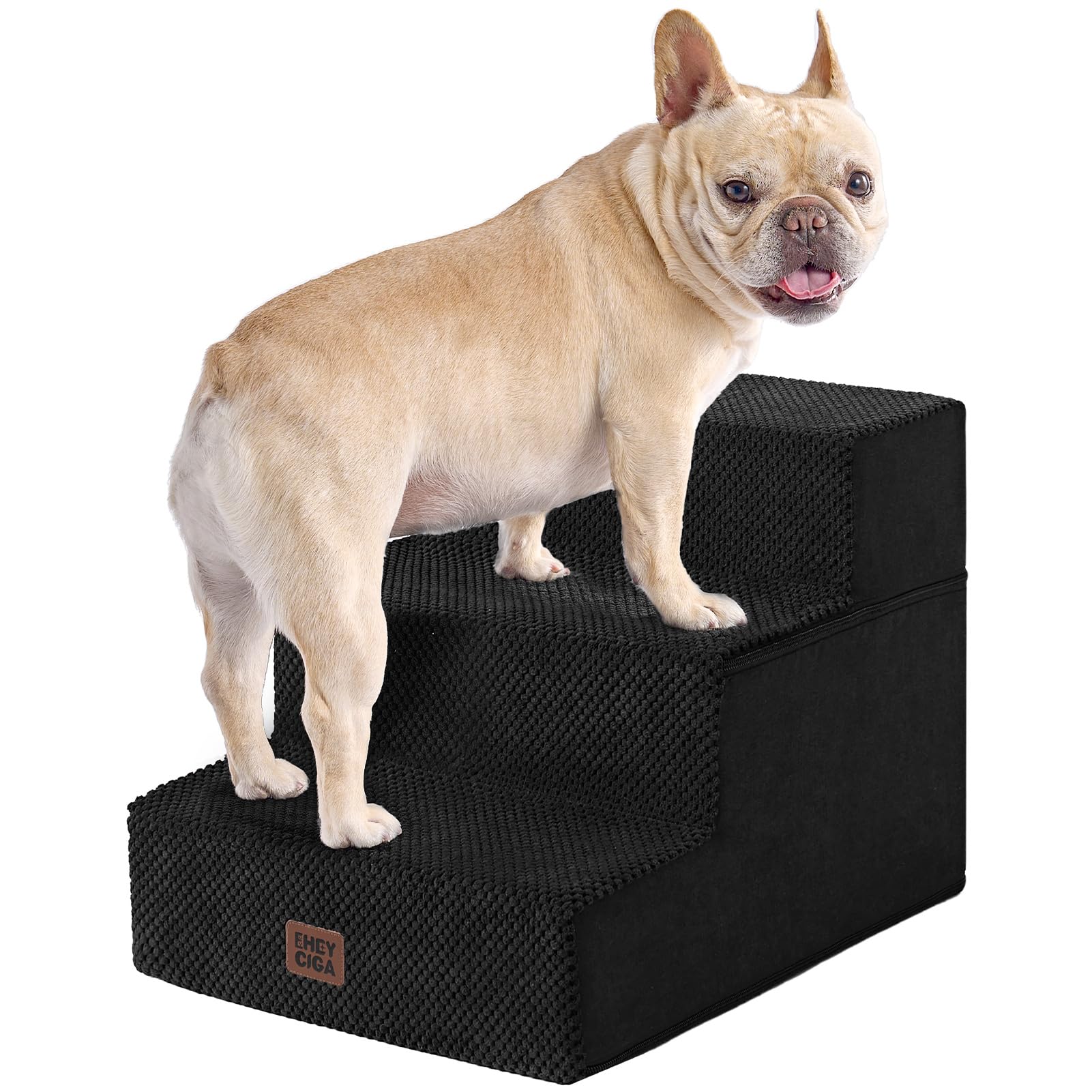 EHEYCIGA Dog Stairs for Bed 18" H, 4-Step Dog Steps for High Bed, Grey