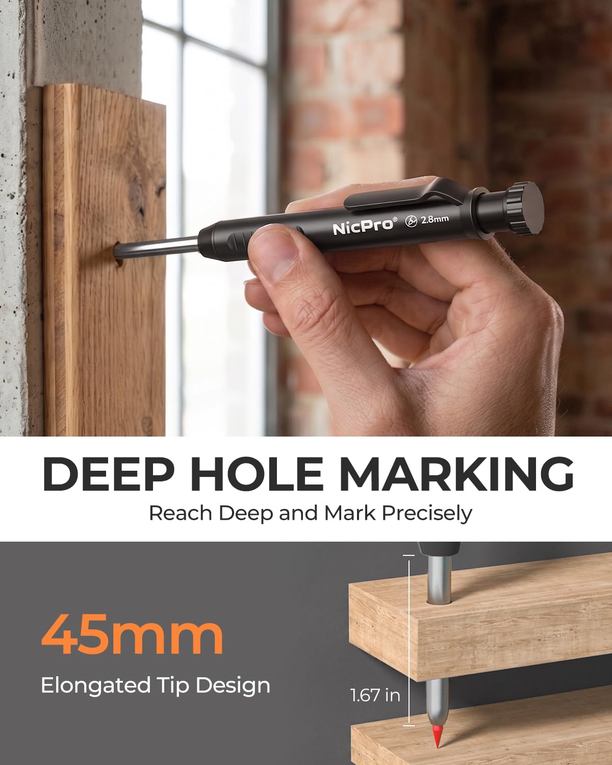 Nicpro Carpenter Pencils with Sharpener, Mechanical Pencil for Construction