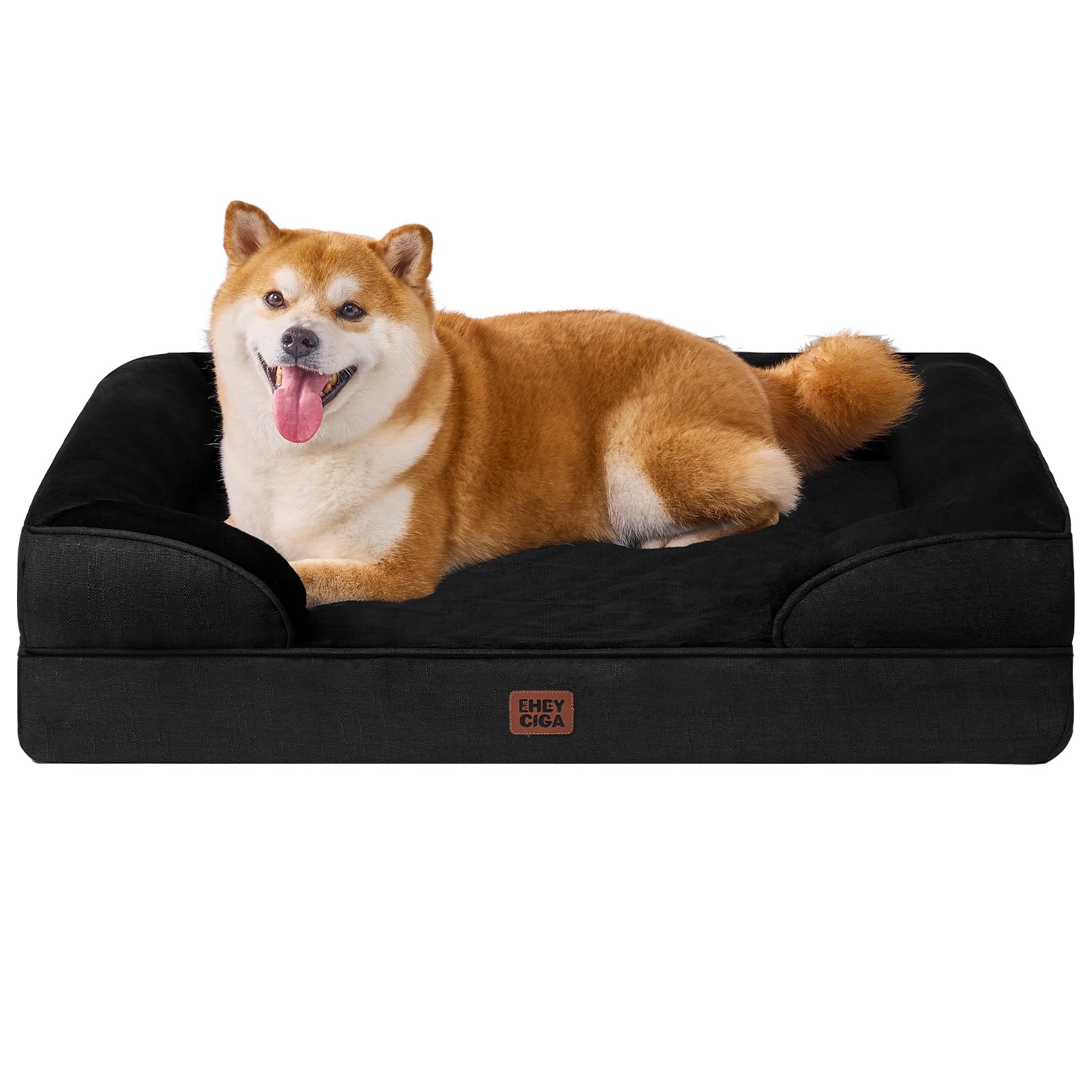 EHEYCIGA Orthopedic Dog Beds Large Sized Dog, Waterproof Memory Foam Pet Bed with Sides, Non-Slip Bottom Large Pet Bed with Washable Removable Cover, Grey