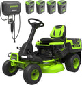 Greenworks 60V 30' Riding Lawn Mower (1.25 Acre, 16 HP Gas Equivalent, 6 MPH, Tow Up to 200 lbs.), (4) 8.0Ah Batteries (1,920 Wh Max) + Turbo Wall Charger