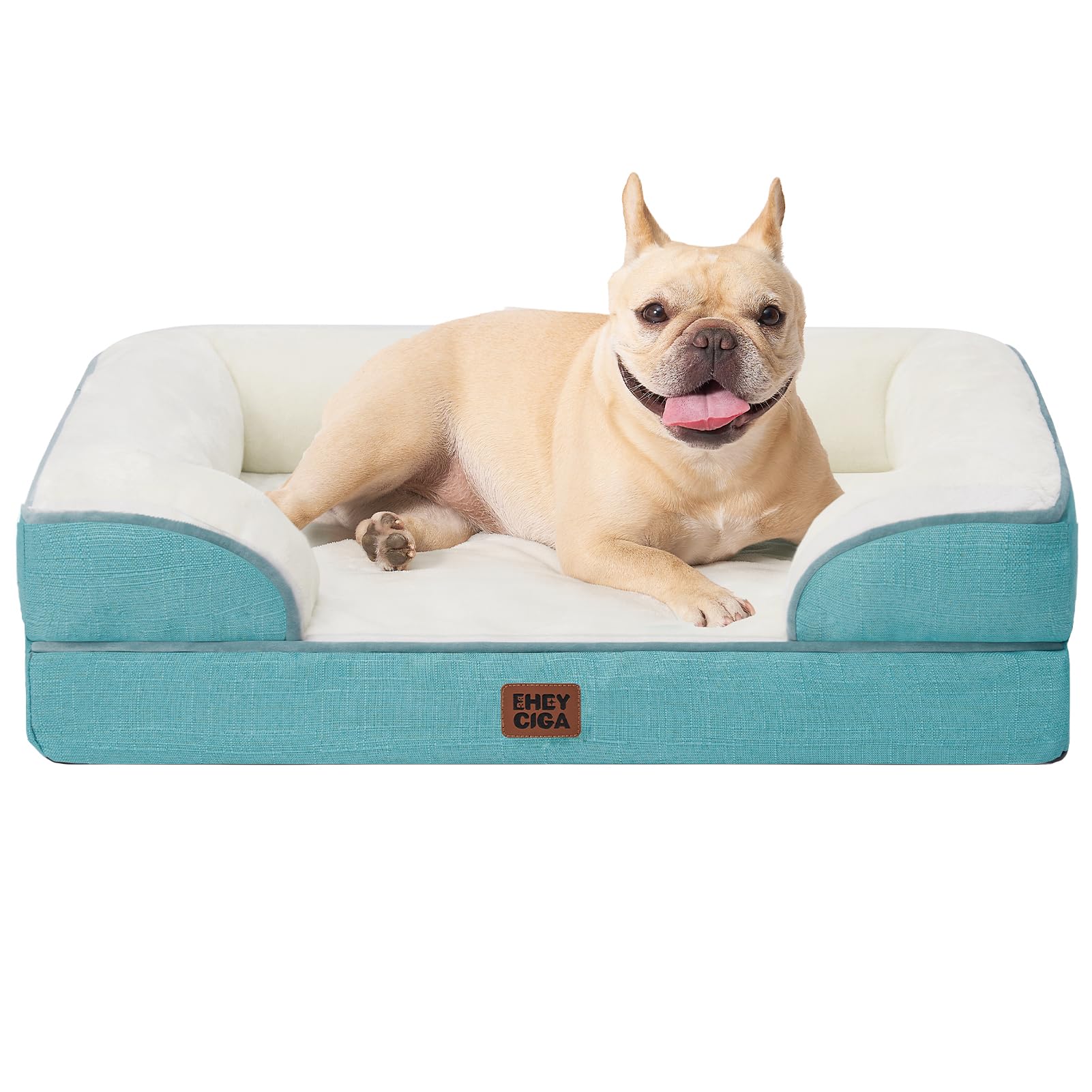 EHEYCIGA Orthopedic Dog Beds Large Sized Dog, Waterproof Memory Foam Pet Bed with Sides, Non-Slip Bottom Large Pet Bed with Washable Removable Cover, Grey