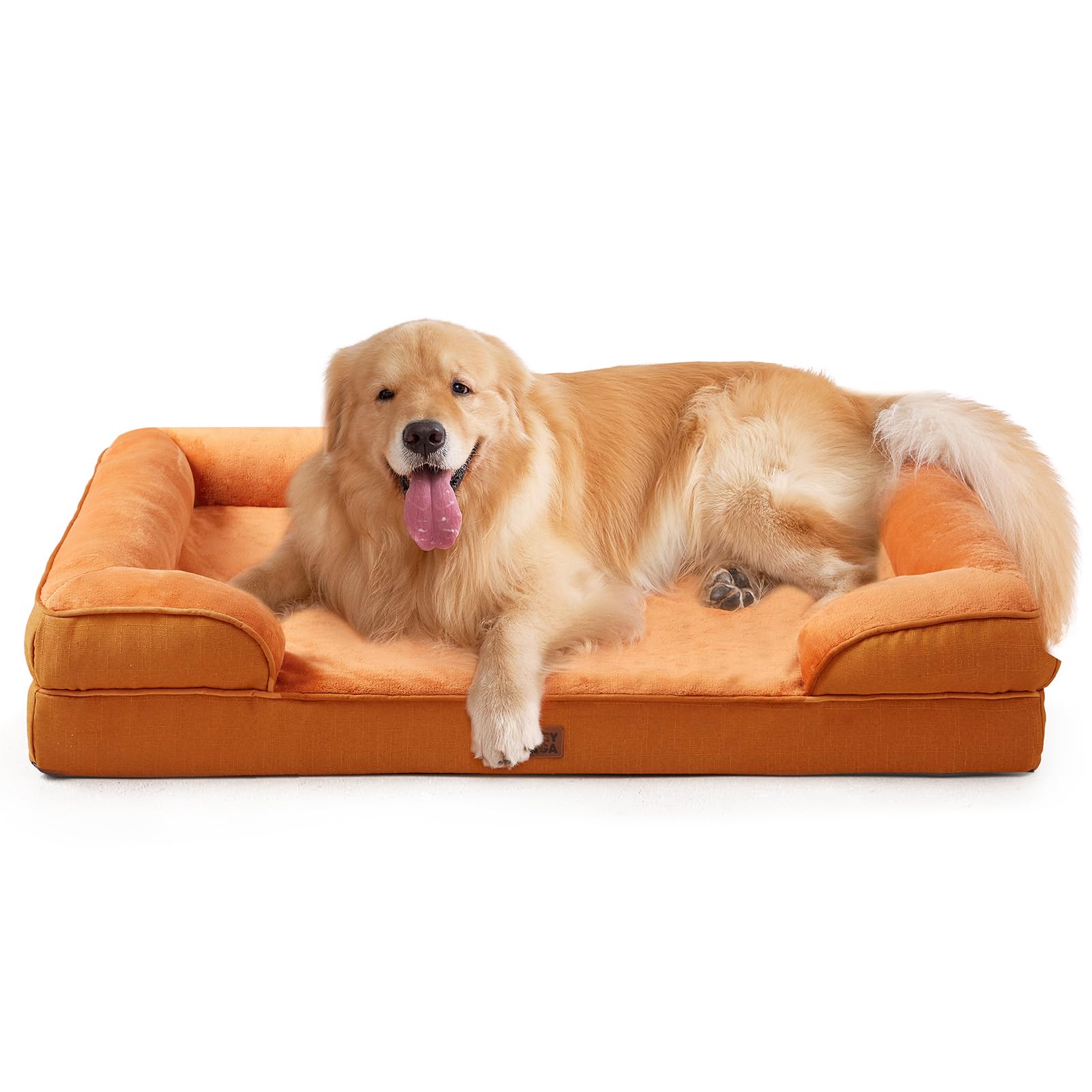 EHEYCIGA Orthopedic Dog Beds Large Sized Dog, Waterproof Memory Foam Pet Bed with Sides, Non-Slip Bottom Large Pet Bed with Washable Removable Cover, Grey