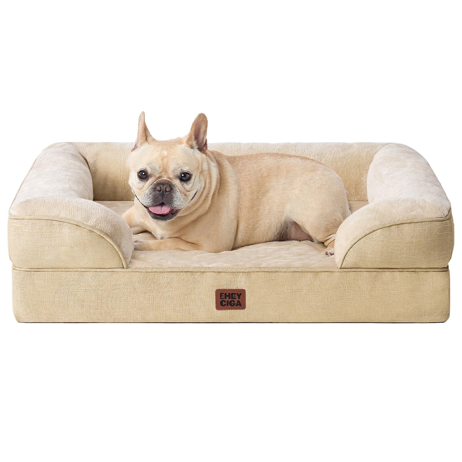 EHEYCIGA Orthopedic Dog Beds Large Sized Dog, Waterproof Memory Foam Pet Bed with Sides, Non-Slip Bottom Large Pet Bed with Washable Removable Cover, Grey