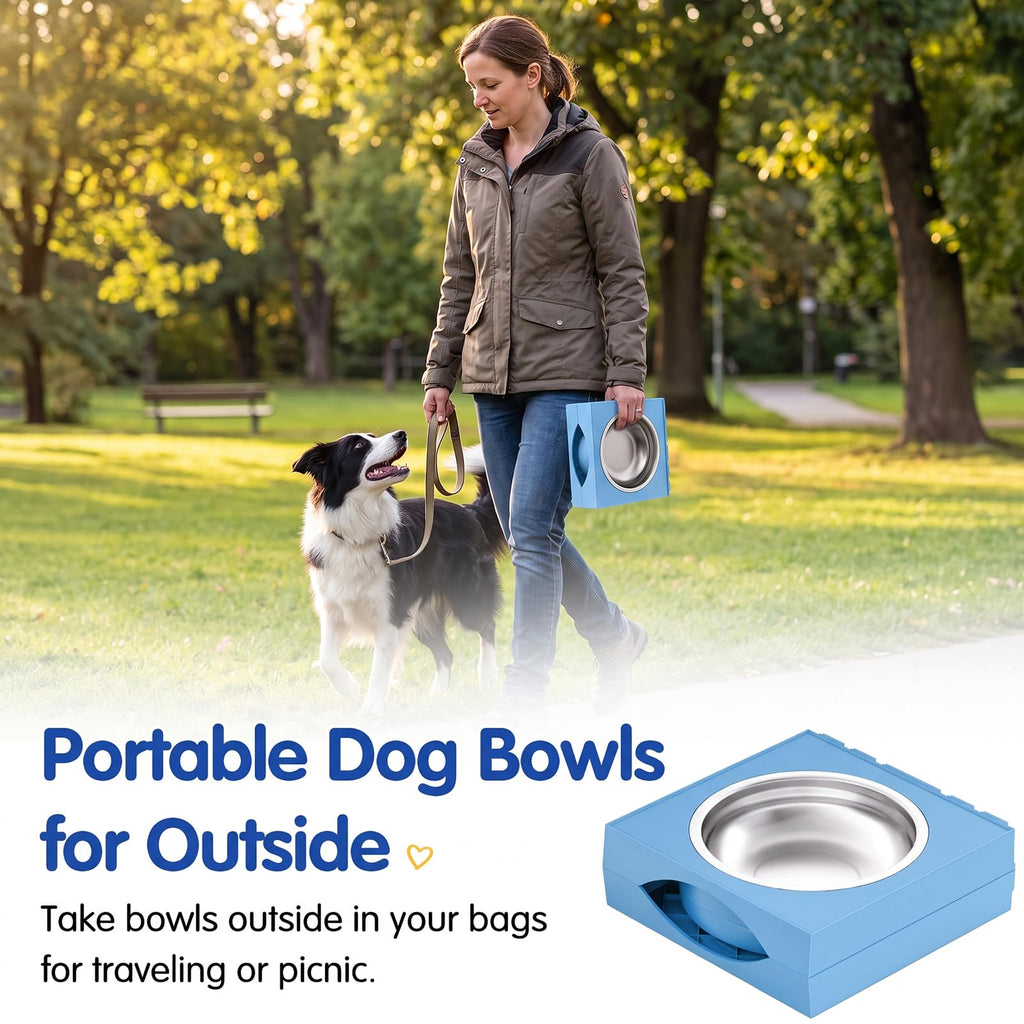 XIAZ Elevated Dog Bowls Large Breed Raised Dogs Bowl Stand Large/Medium Sized Dog Stainless Steel Food Water Bowl Stands 5 Heights Adjustable 9/11/12/14in Black Pet Feeder Dish Station