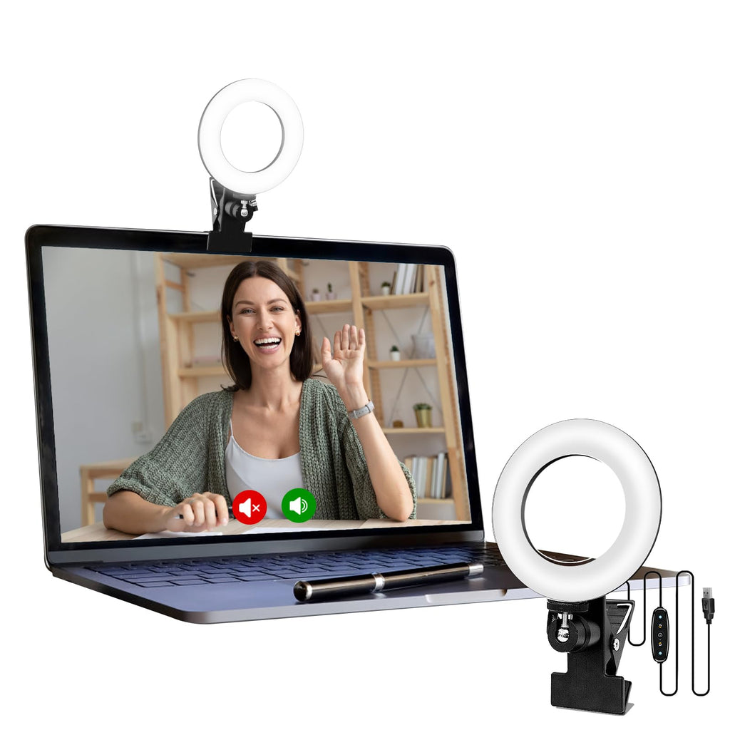 Cyezcor Video Conference Lighting Kit, Ring Light for Monitor Clip On